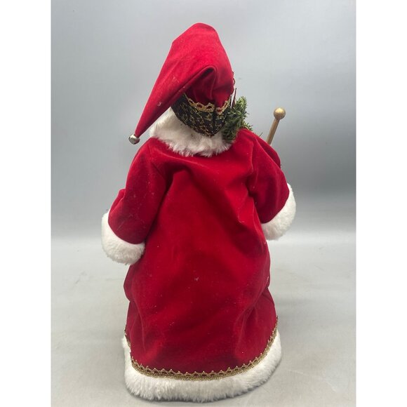Christmas Santa tree toper staff lace red green porcelain garland bell 13.5 READ - Picture 6 of 10